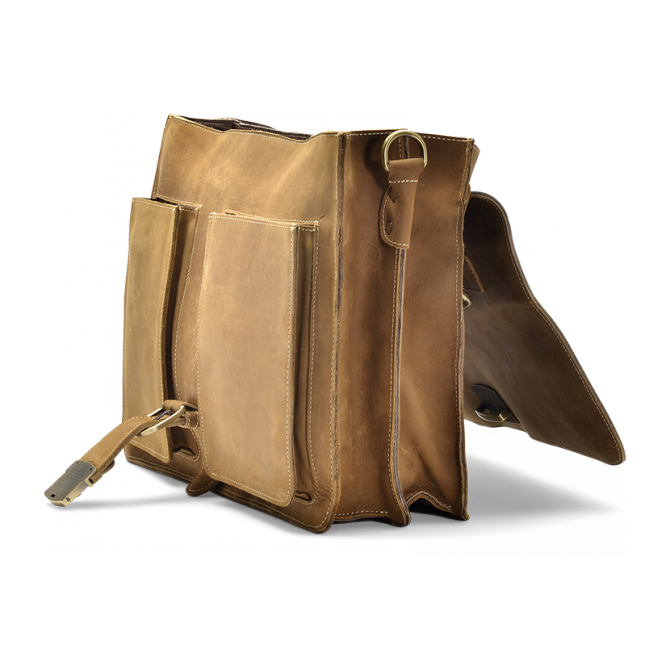 SMIDIGT LÄDER SATCHEL SAFFRAN MYKEL. - 5