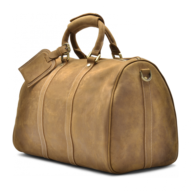 TRAVEL BAG HELGEN SMIDIGT LÄDER SAFFRAN LAKEN. - 3